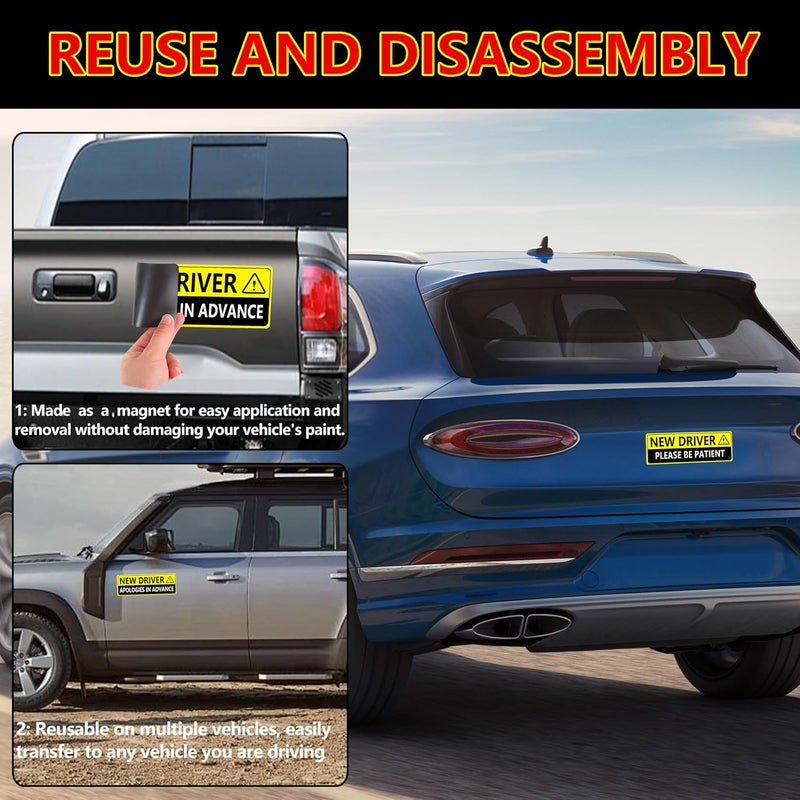 Pakeed Funny Reusable New Driver Magnet for Car Please Be Patient Student Driver Magnet New Driver, Teen Rookie Novice Vehicle Bumper Sticker for Men - Image 5